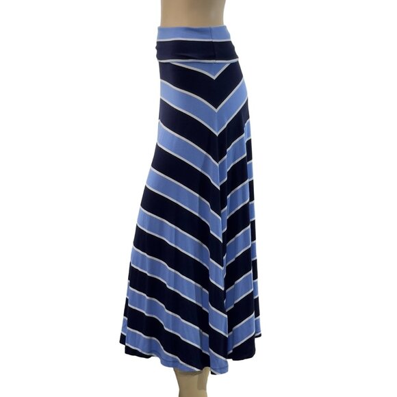 GAP Women's Blue Multicolor Striped Maxi Skirt Stretch Size S Petite - Picture 11 of 16